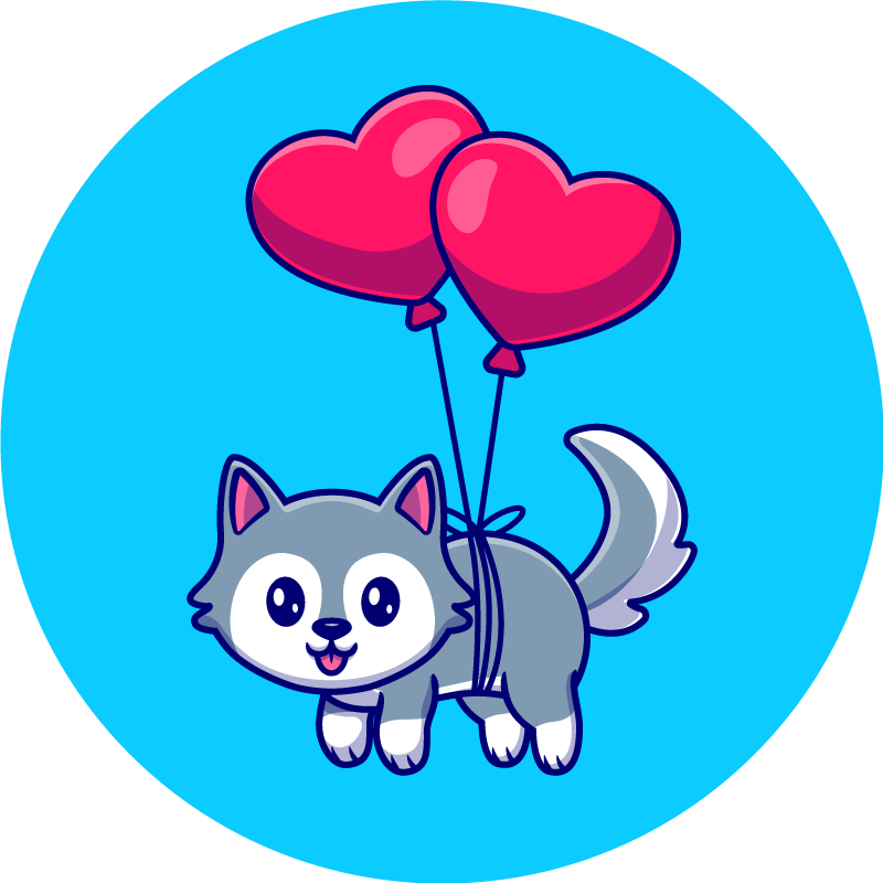 Baby wolf with balloons animal mat - TenStickers