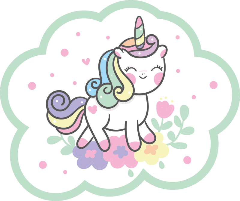 Cute Unicorn Illustration kids carpet - TenStickers