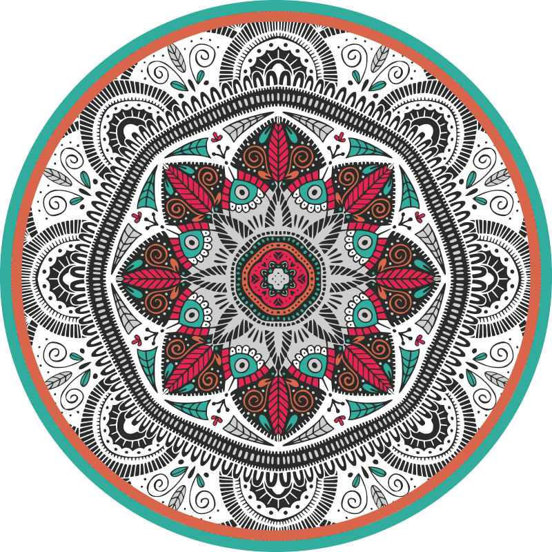 Circular grey focus mandala rug - TenStickers