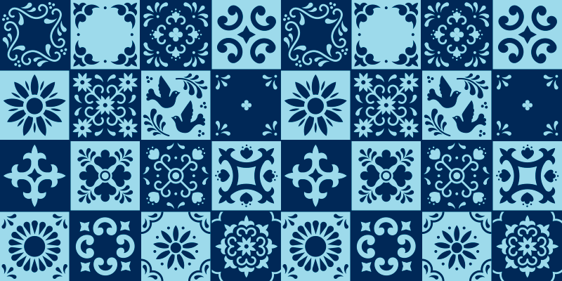 Blue shade mosaic kitchen kitchen floor tiles - TenStickers