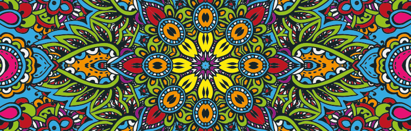 Vibrant Floral Patterns mandala rug - TenStickers