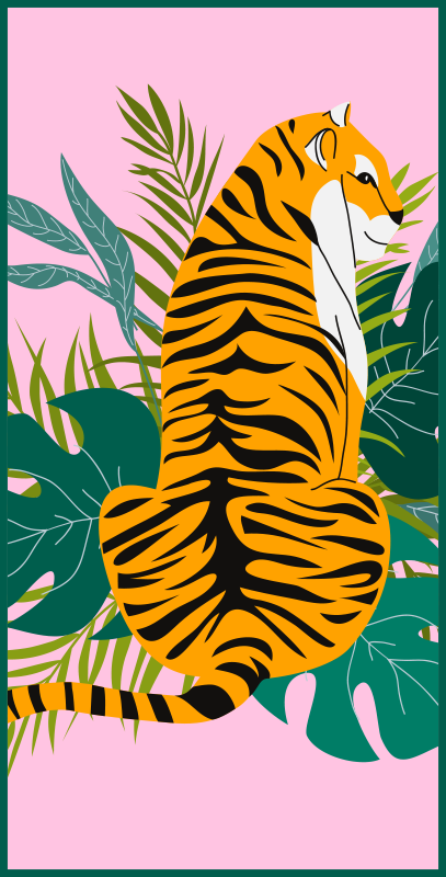Tropical tiger scene animal mat - TenStickers