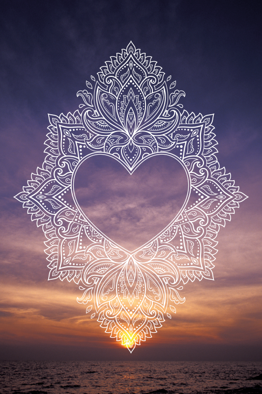 Hearted elegant design mandala rug - TenStickers