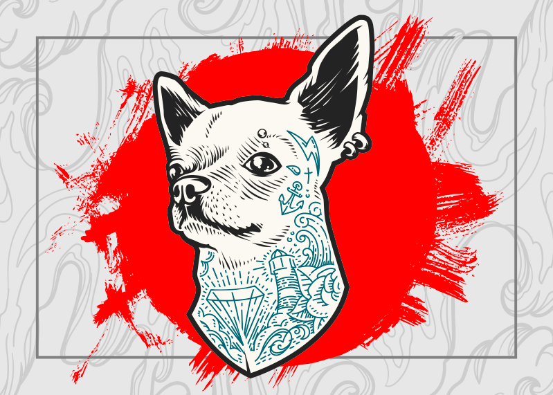 Chihuahua dog portrait animal mat - TenStickers