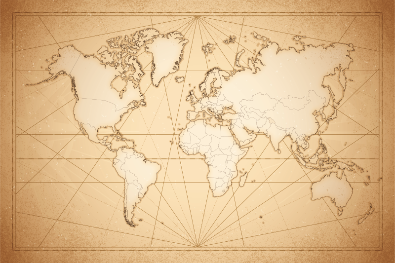 Antique beige design map rug - TenStickers