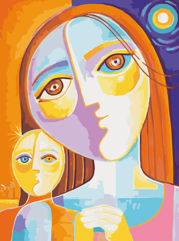 Colorful Abstract Faces mosaic rug - TenStickers