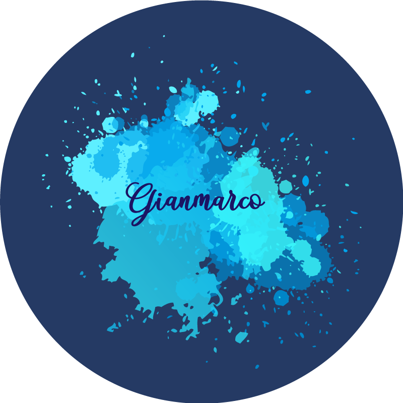 Splashing blue with name teenage bedroom rug - TenStickers