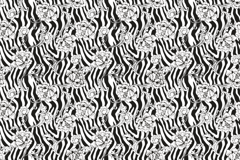 Floral Zebra Pattern animal print rug - TenStickers