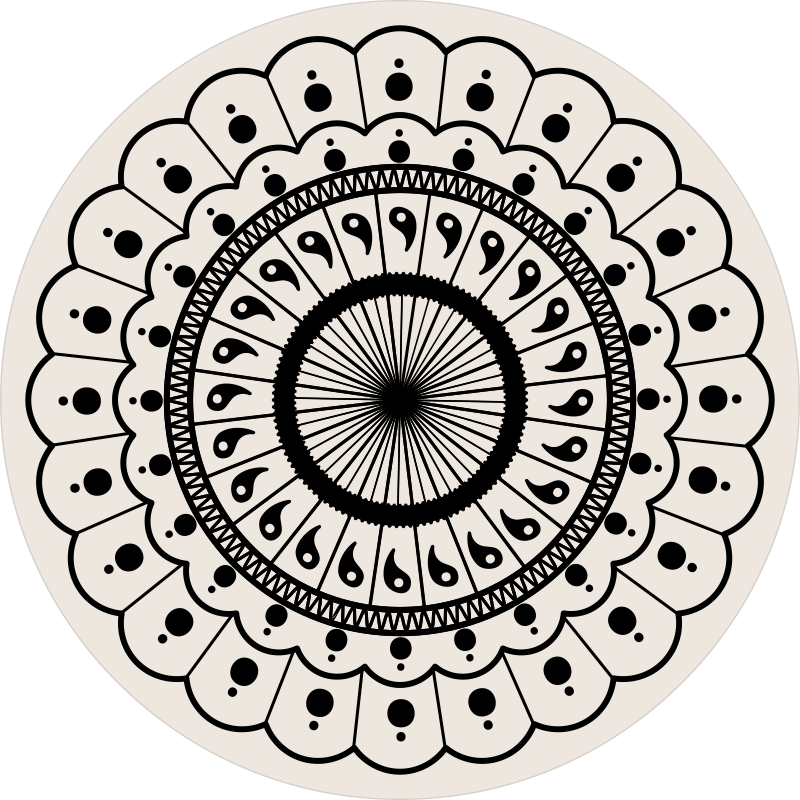 Intricate Circular Element mandala rug - TenStickers