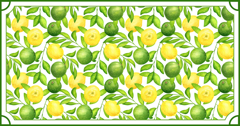 Citrus leaf pattern kitchen mat - TenStickers