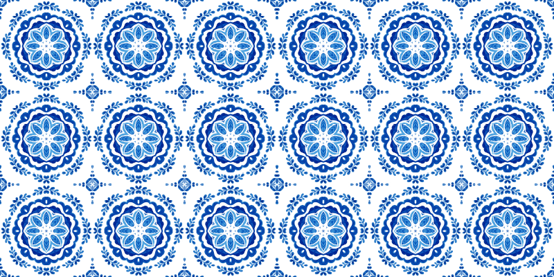 Azure blossom motifs kitchen mat - TenStickers