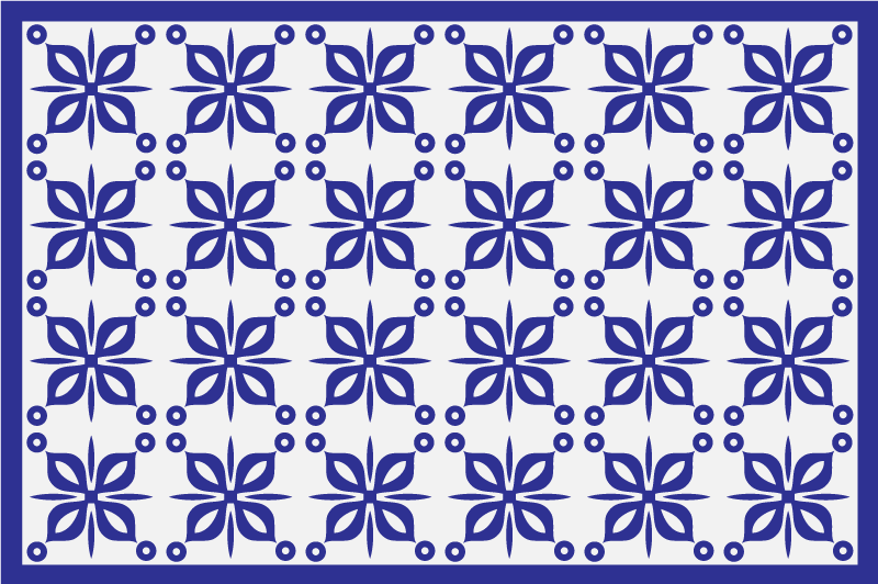 Blue floral element tile carpet - TenStickers