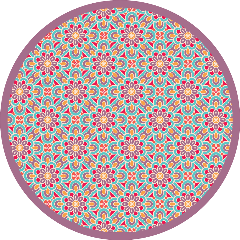 Mandala rug with lively floral design - TenStickers