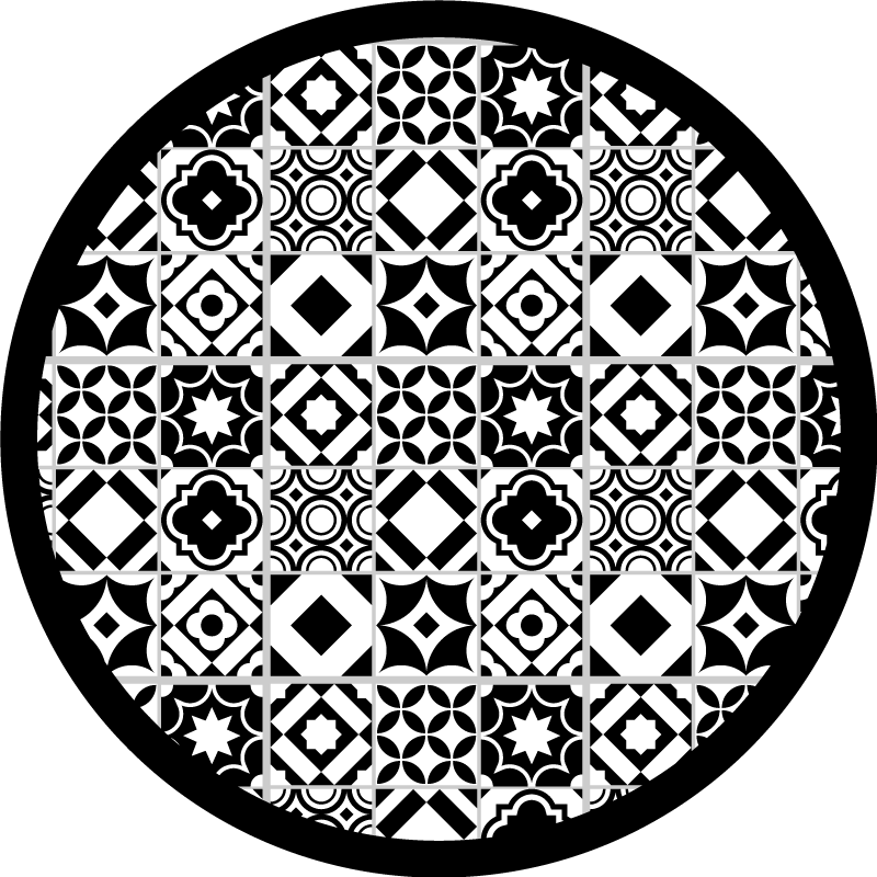 Mosaic rug in monochrome design - TenStickers