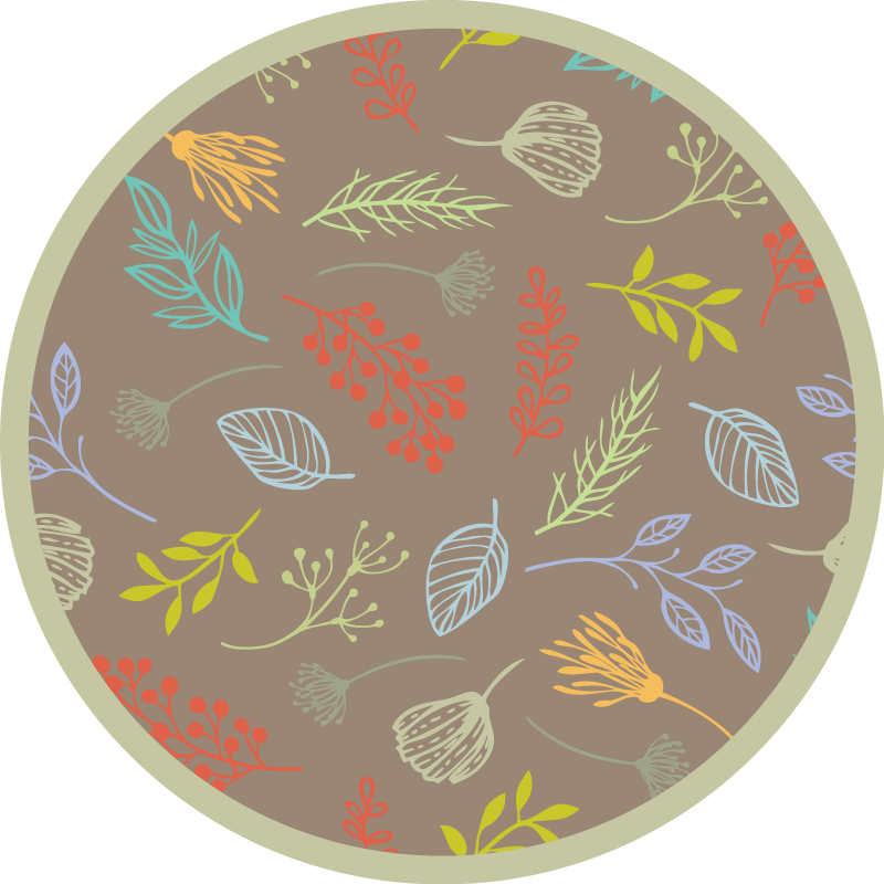 Botanical Leaf Print floral rug - TenStickers