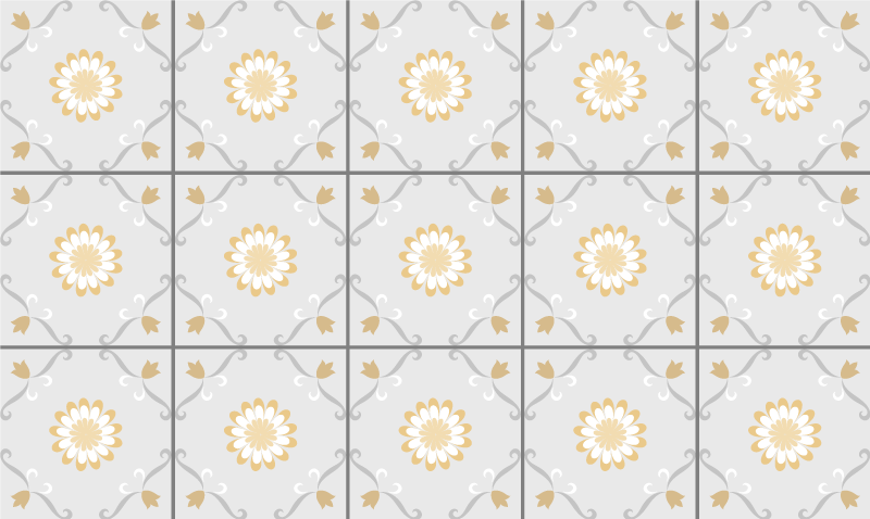 Kitchen grey and yellow tiles kitchen floor - TenStickers