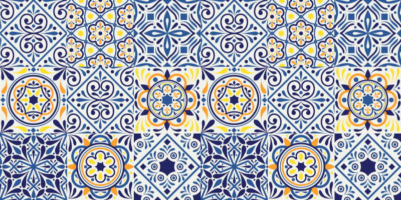 Different tiles effect kitchen vinyl rug - TenStickers