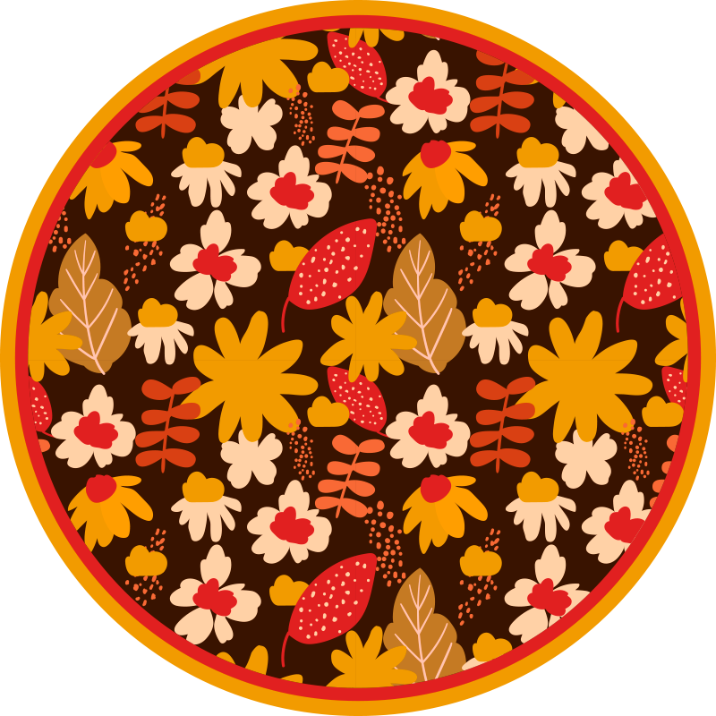 70s pop flower power retro vinyl rug - TenStickers