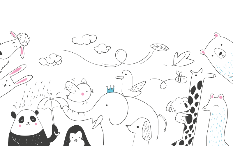 Minimalistic animal friends nursery rug - TenStickers