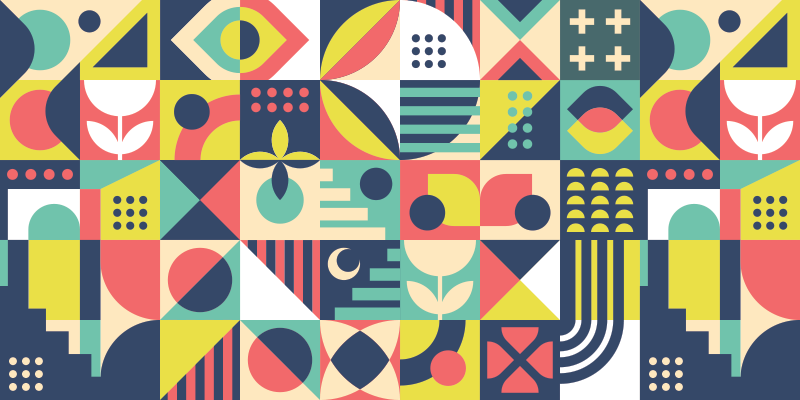 Lively shapes geometric rug - TenStickers