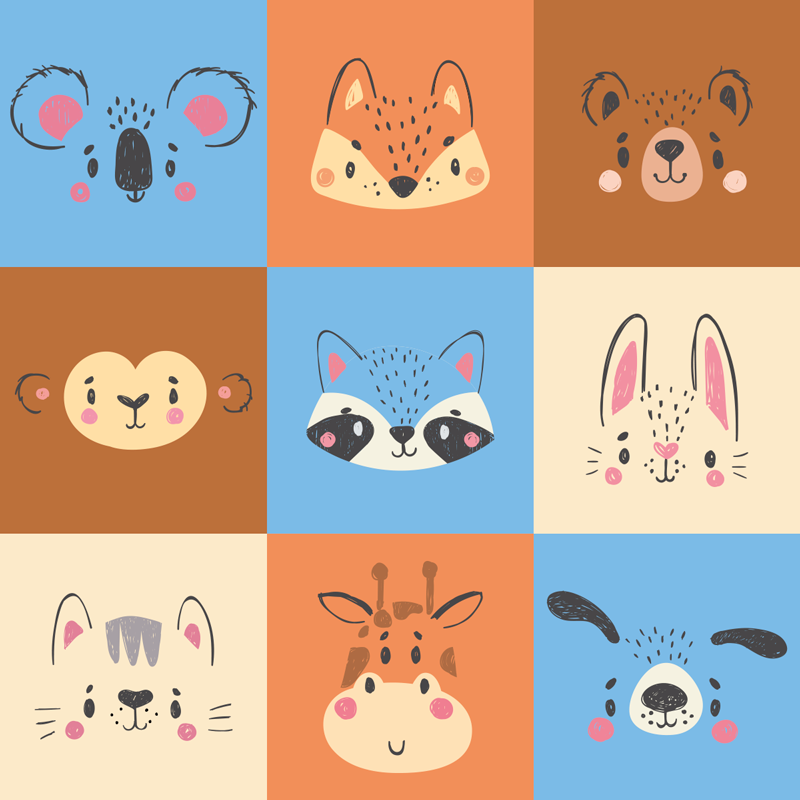 Baby animals tiles kids rug - TenStickers