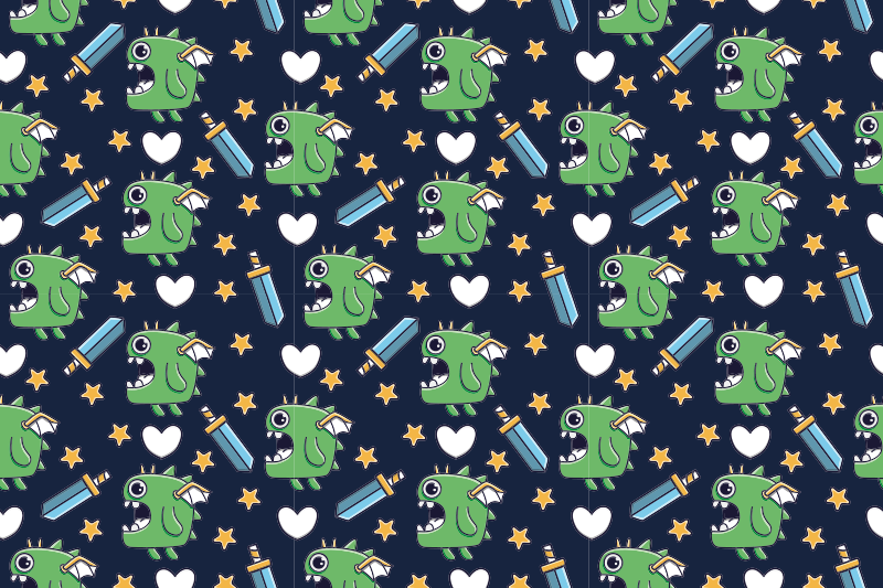 Green monsters and swords kids rug - TenStickers