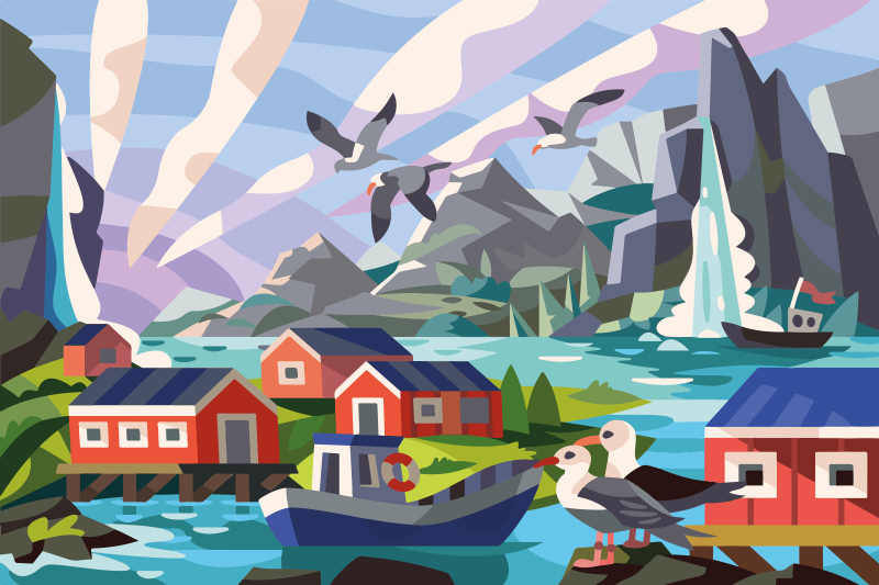 Norwegian coast nature rug - TenStickers