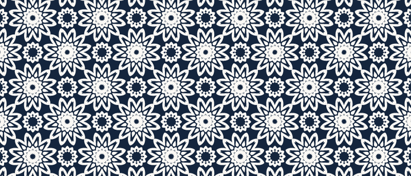 Navy floral design kitchen mat - TenStickers