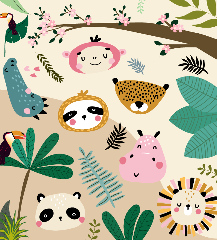 Animal Friends Pattern nursery rug - TenStickers