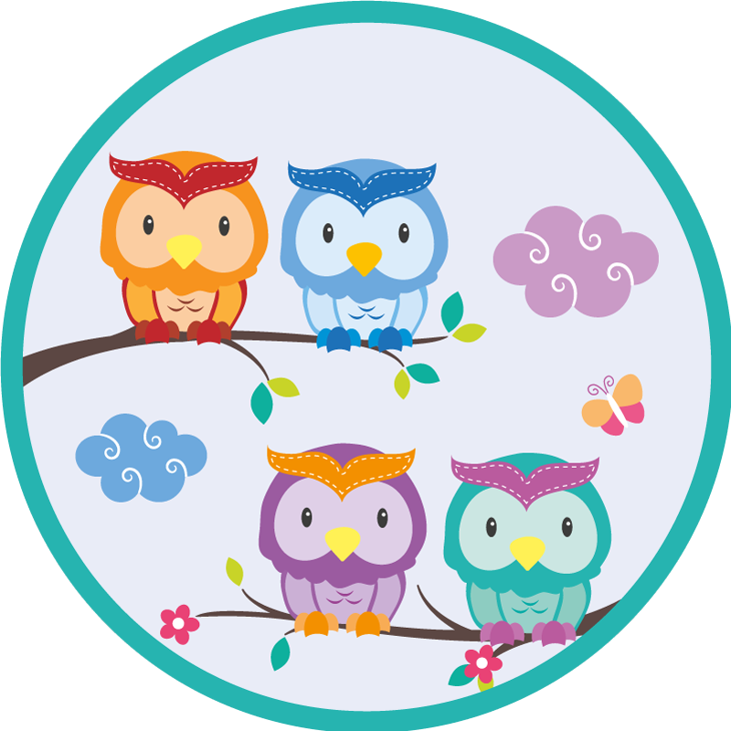 Colorful Owl Family nursery rug - TenStickers