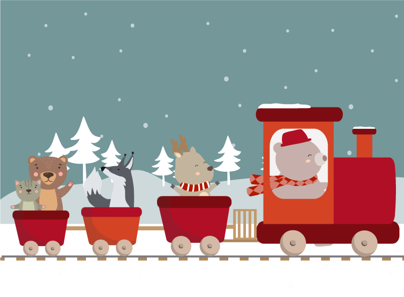 Animal Train Adventure kids rug - TenStickers