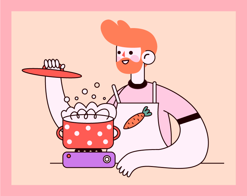 Kitchen man cooking kitchen floor tiles - TenStickers