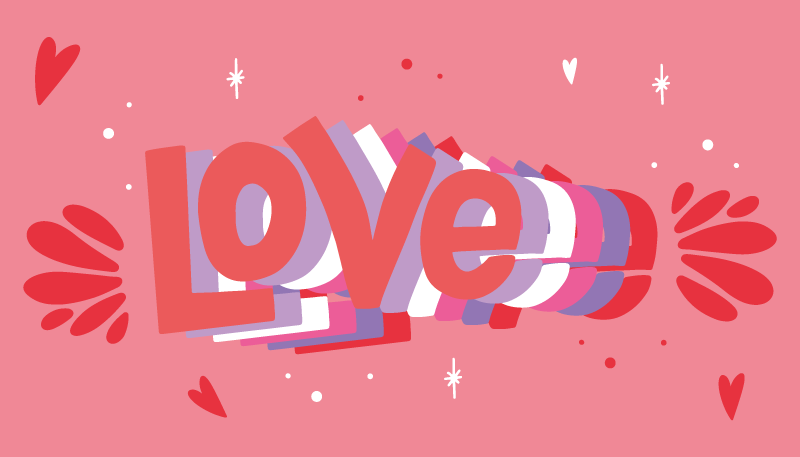 Groovy love letter quote rug - TenStickers