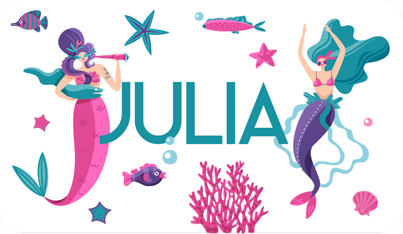 Mermaid adventure with name kids rug - TenStickers