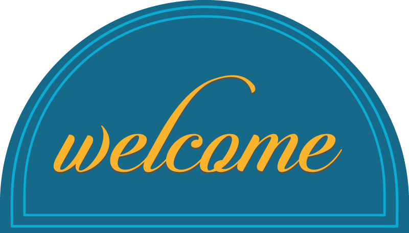 Entrance hall rug with blue welcome design - TenStickers