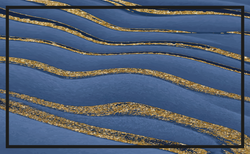 Blue and golden waves marble rug - TenStickers