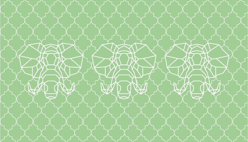 Gren geometric elephants animal mat - TenStickers