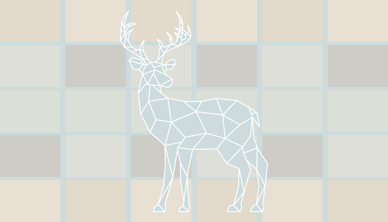 Origami deer motif animal mat - TenStickers
