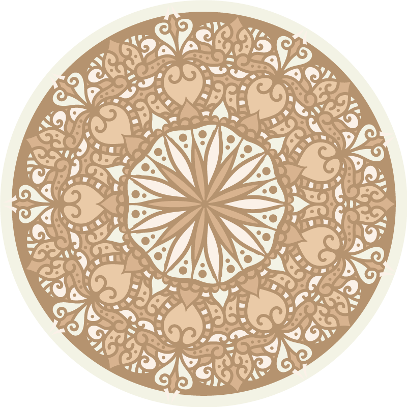 Beige stylish circular design mandala rug - TenStickers