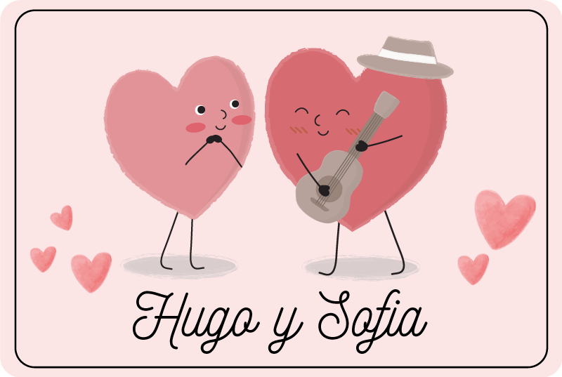 Duo hearts with name bedroom carpet - TenStickers