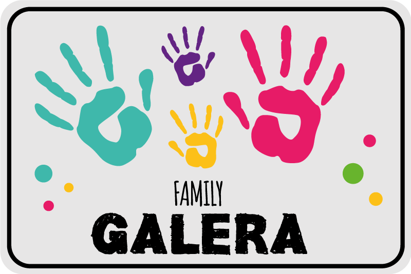 Handprints with family name entrance hall rug - TenStickers