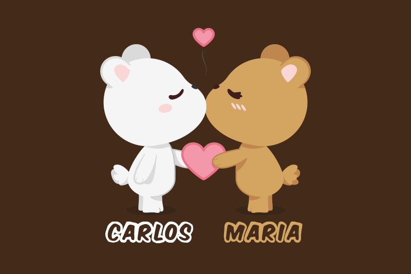 Cute bear couple custom floor mat - TenStickers