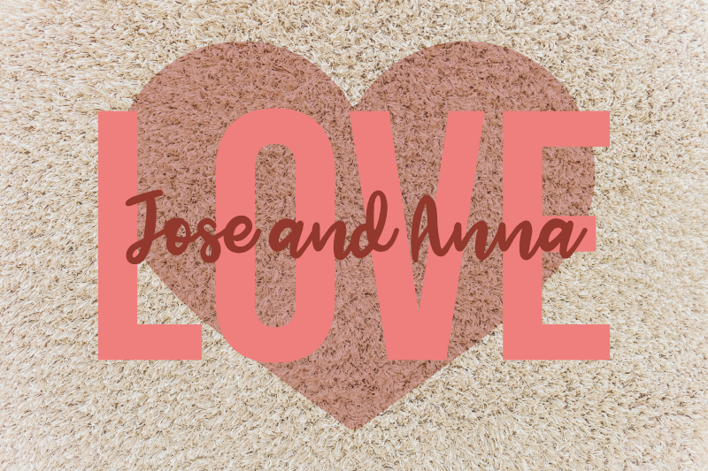 Love heart with names bedroom carpet - TenStickers