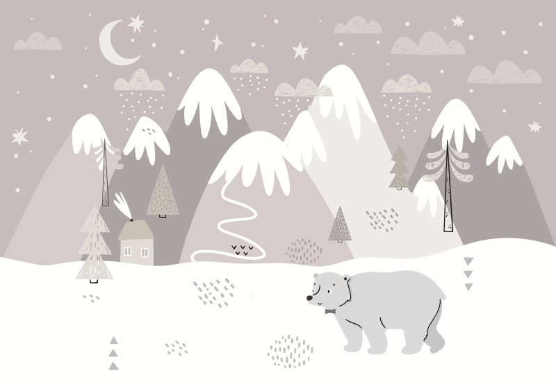 Gray nordic mountains baby play mat - TenStickers