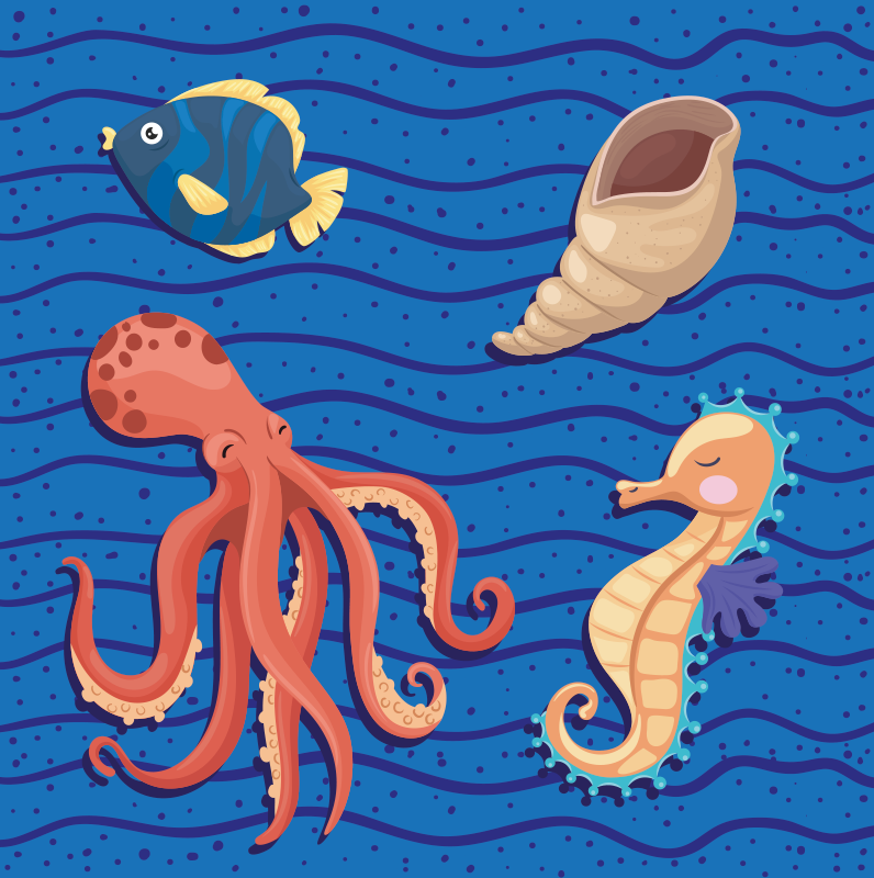 OCEAN ANIMALS PLAYTIME kids carpet - TenStickers
