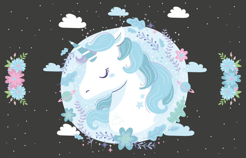 Dreamy Unicorn Scene kids carpet - TenStickers