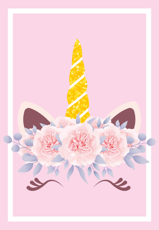 Unicorn Floral Magic kids carpet - TenStickers