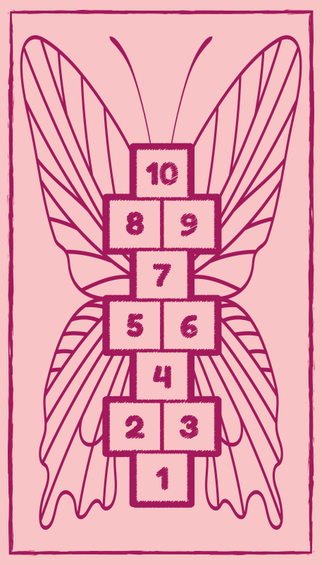 Pink butterfly hopscotch game rug - TenStickers