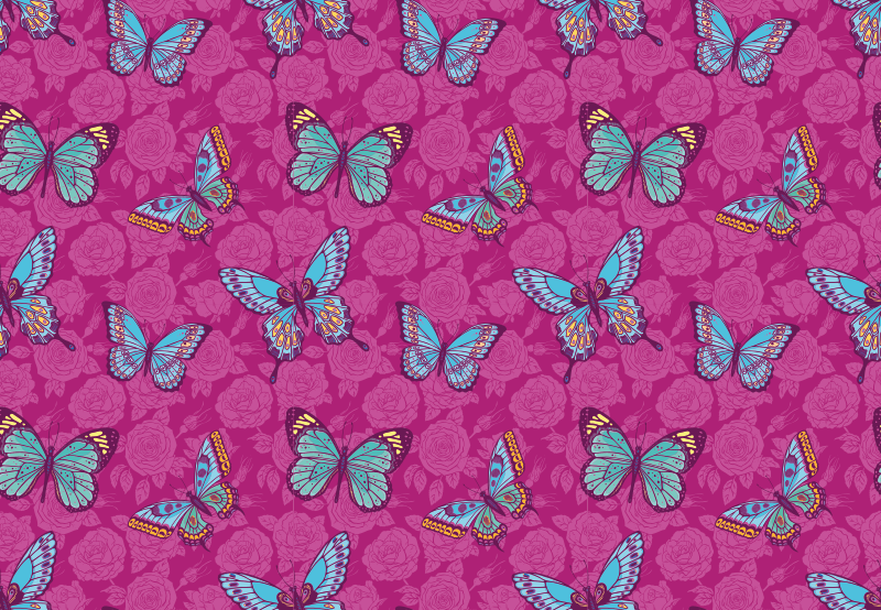 Floral rug with butterfly floral design - TenStickers
