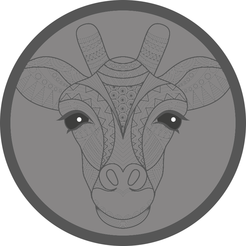 Grey giraffe design animal mat - TenStickers